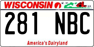 WI license plate 281NBC