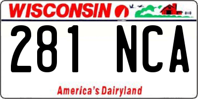 WI license plate 281NCA