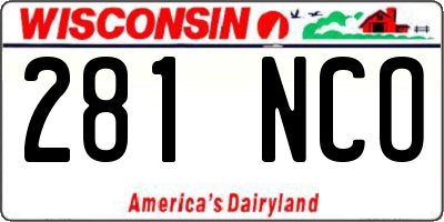 WI license plate 281NCO