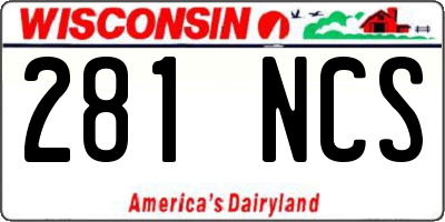 WI license plate 281NCS