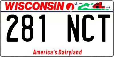 WI license plate 281NCT