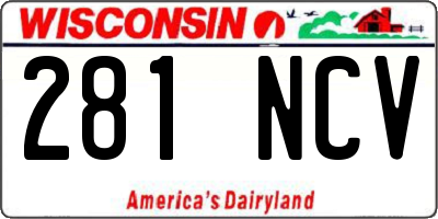 WI license plate 281NCV