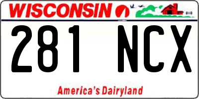 WI license plate 281NCX