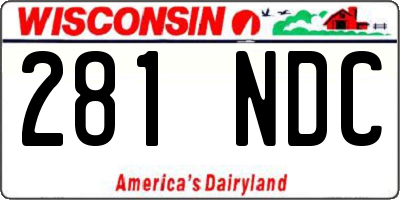 WI license plate 281NDC