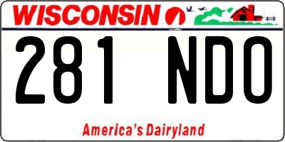 WI license plate 281NDO