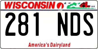 WI license plate 281NDS