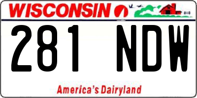 WI license plate 281NDW