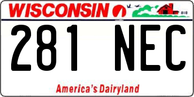WI license plate 281NEC