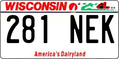 WI license plate 281NEK