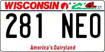 WI license plate 281NEO