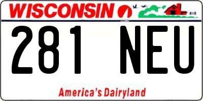 WI license plate 281NEU