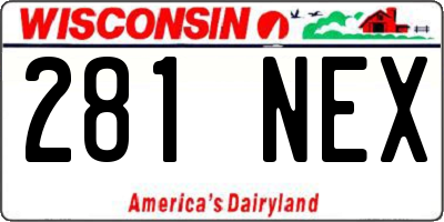 WI license plate 281NEX