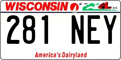 WI license plate 281NEY