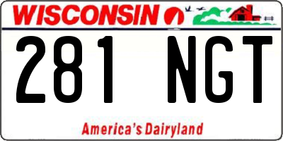WI license plate 281NGT