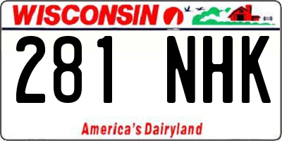 WI license plate 281NHK