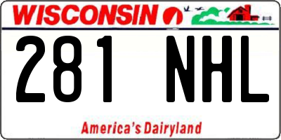 WI license plate 281NHL