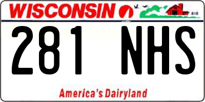 WI license plate 281NHS