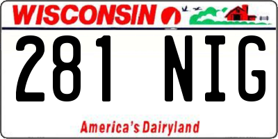 WI license plate 281NIG
