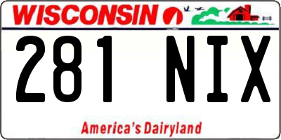 WI license plate 281NIX