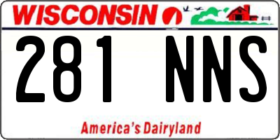 WI license plate 281NNS