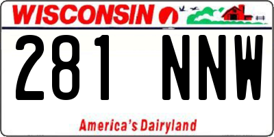 WI license plate 281NNW