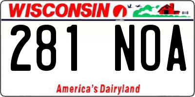 WI license plate 281NOA