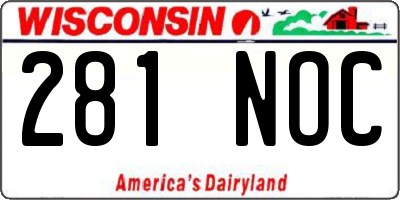 WI license plate 281NOC