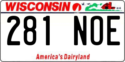 WI license plate 281NOE