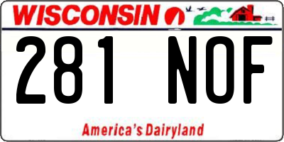 WI license plate 281NOF