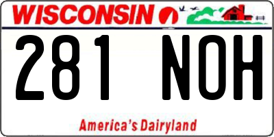 WI license plate 281NOH