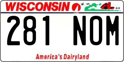 WI license plate 281NOM