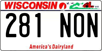 WI license plate 281NON