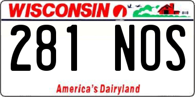 WI license plate 281NOS