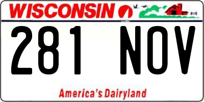 WI license plate 281NOV