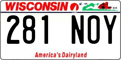 WI license plate 281NOY