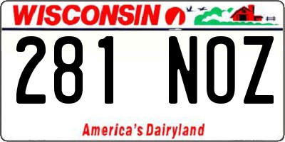 WI license plate 281NOZ