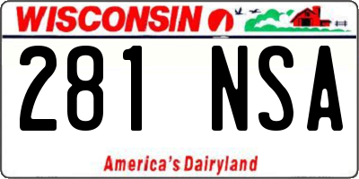 WI license plate 281NSA
