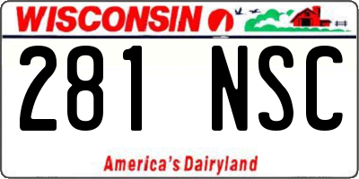 WI license plate 281NSC