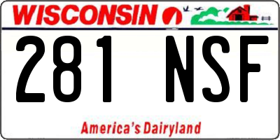 WI license plate 281NSF