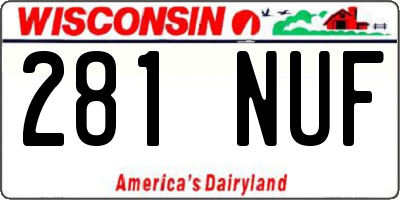 WI license plate 281NUF