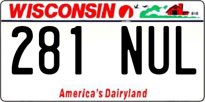 WI license plate 281NUL