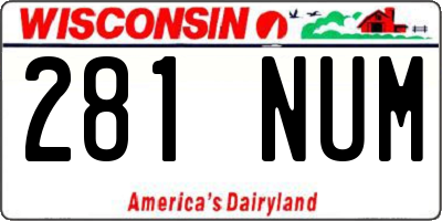 WI license plate 281NUM