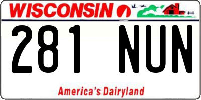 WI license plate 281NUN