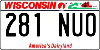 WI license plate 281NUO