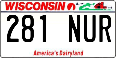 WI license plate 281NUR