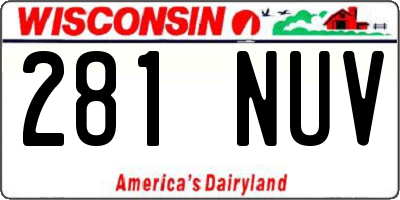 WI license plate 281NUV