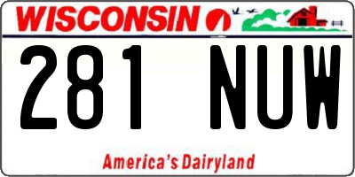 WI license plate 281NUW