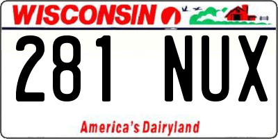 WI license plate 281NUX