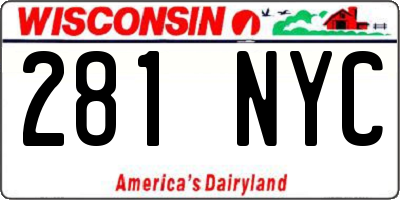 WI license plate 281NYC