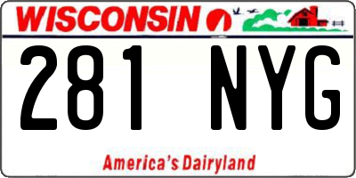 WI license plate 281NYG